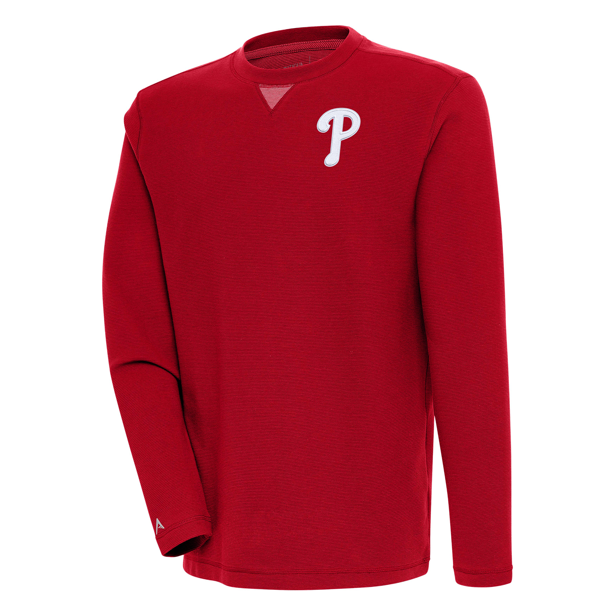 Men's Antigua Red Philadelphia Phillies Flier Bunker Pullover Sweatshirt