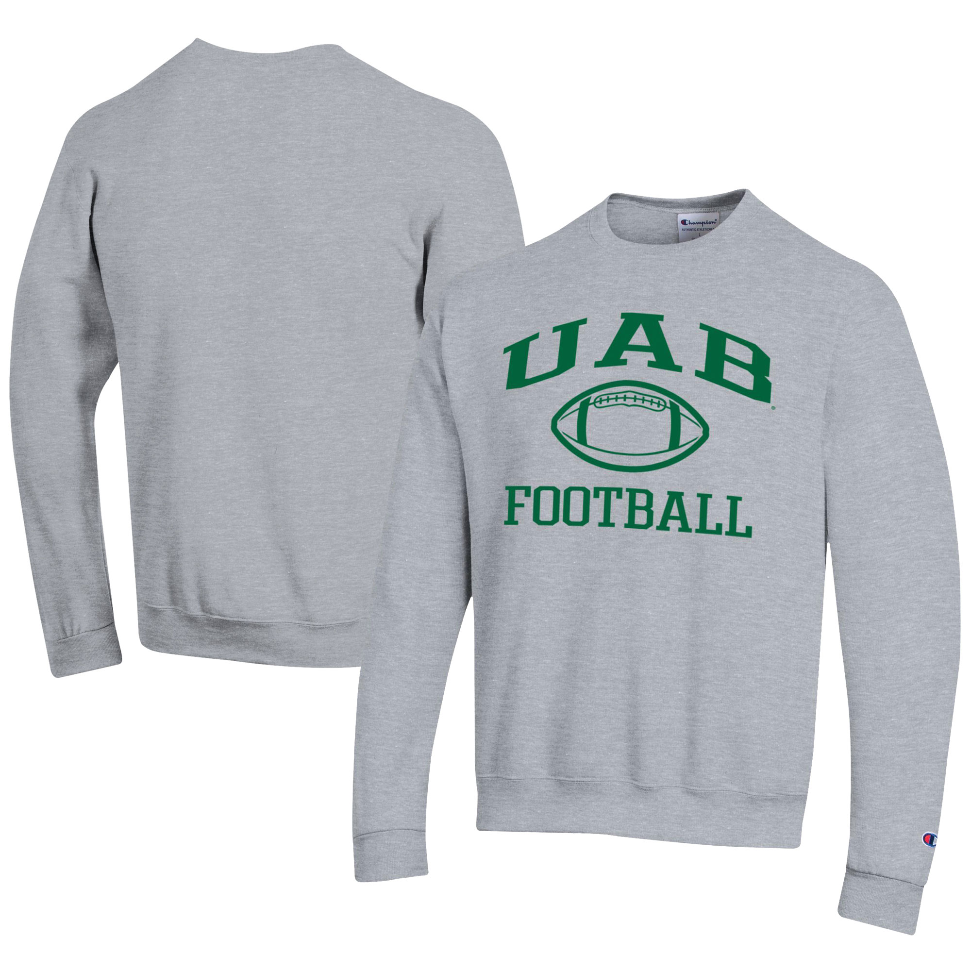 Men's Champion Gray UAB Blazers Football Powerblend Pullover Sweatshirt