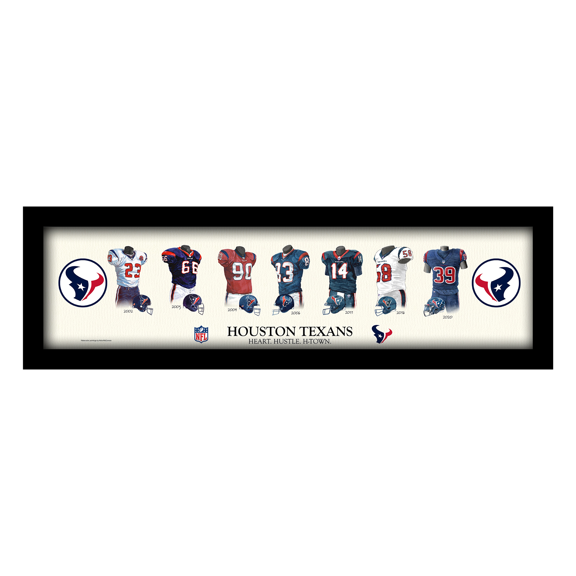 Houston Texans 8" x 26" Framed Art Uniform Heritage Print - Image 2