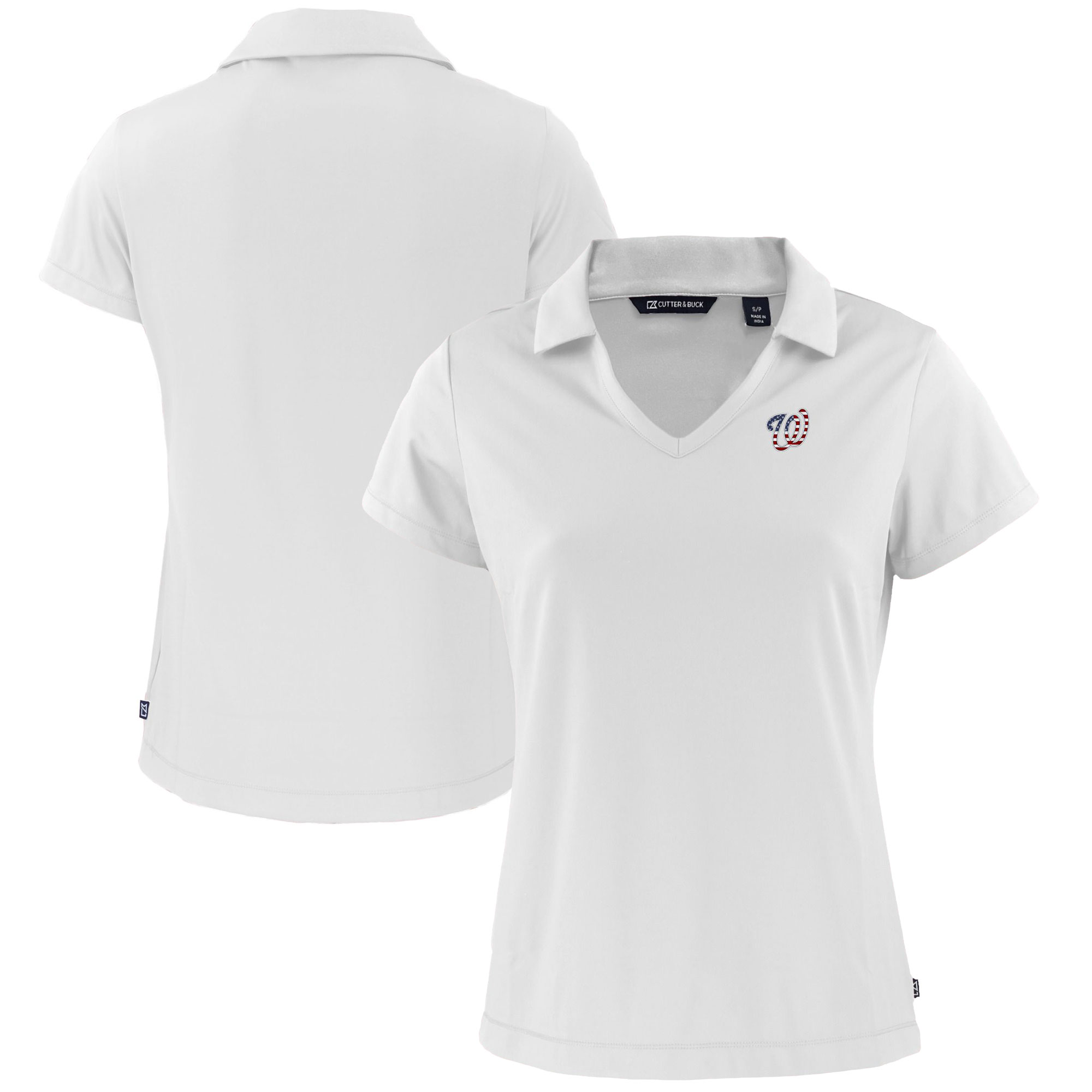 Women's Cutter & Buck White Washington Nationals Daybreak Eco Recycled V-Neck Polo
