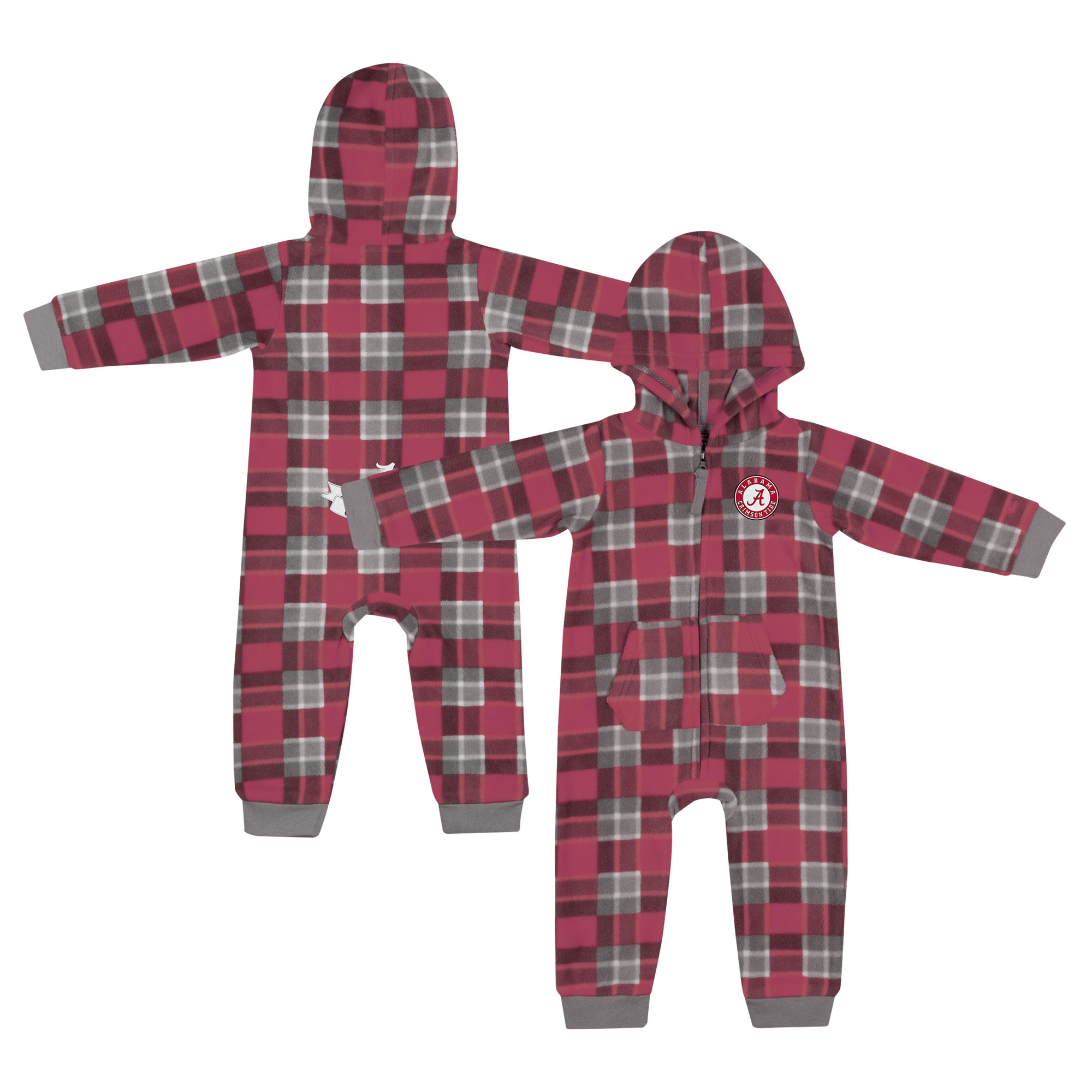 Infant Colosseum Crimson Alabama Crimson Tide Full-Zip Plaid Hoodie Long Sleeve Jumper