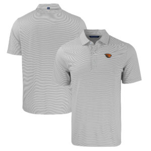Men's Cutter & Buck  Gray/White Oregon State Beavers Forge Eco Double Stripe Stretch Recycled Polo