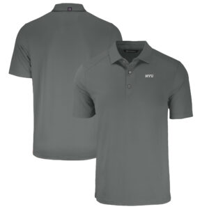 Men's Cutter & Buck Gray NYU Violets Forge Eco Stretch Recycled Polo