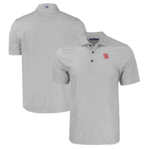 Men's Cutter & Buck Gray Houston Cougars Pike Eco Tonal Geo Print Stretch Recycled Polo