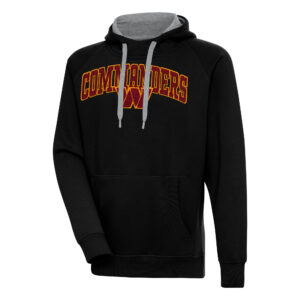 Men's Antigua  Black Washington Commanders Victory Pullover Hoodie