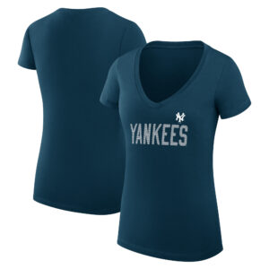 Women's G-III 4Her by Carl Banks  Navy New York Yankees Dot Print V-Neck Fitted T-Shirt