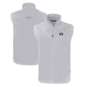 Men's Cutter & Buck  Gray BYU Cougars Big & Tall Charter Eco Full-Zip Vest