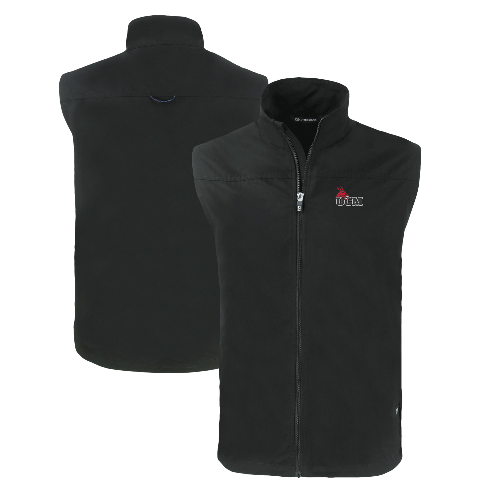 Men's Cutter & Buck Black Central Missouri Mules Big & Tall Charter Eco Full-Zip Vest