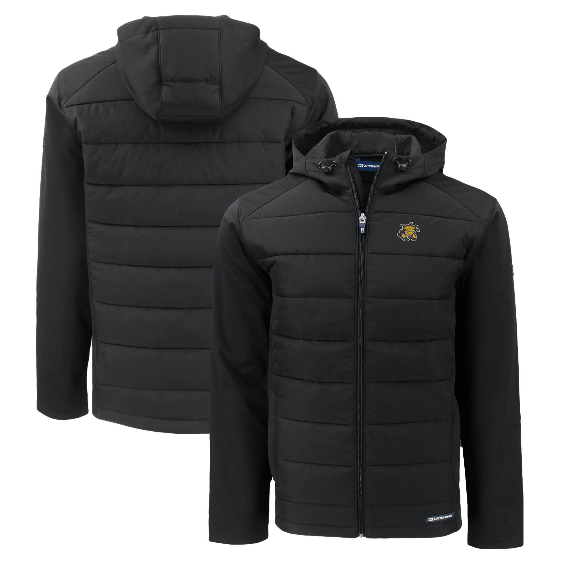 Men's Cutter & Buck Black Wichita State Shockers Big & Tall Evoke Hybrid Eco Softshell Recycled Full-Zip Hoodie