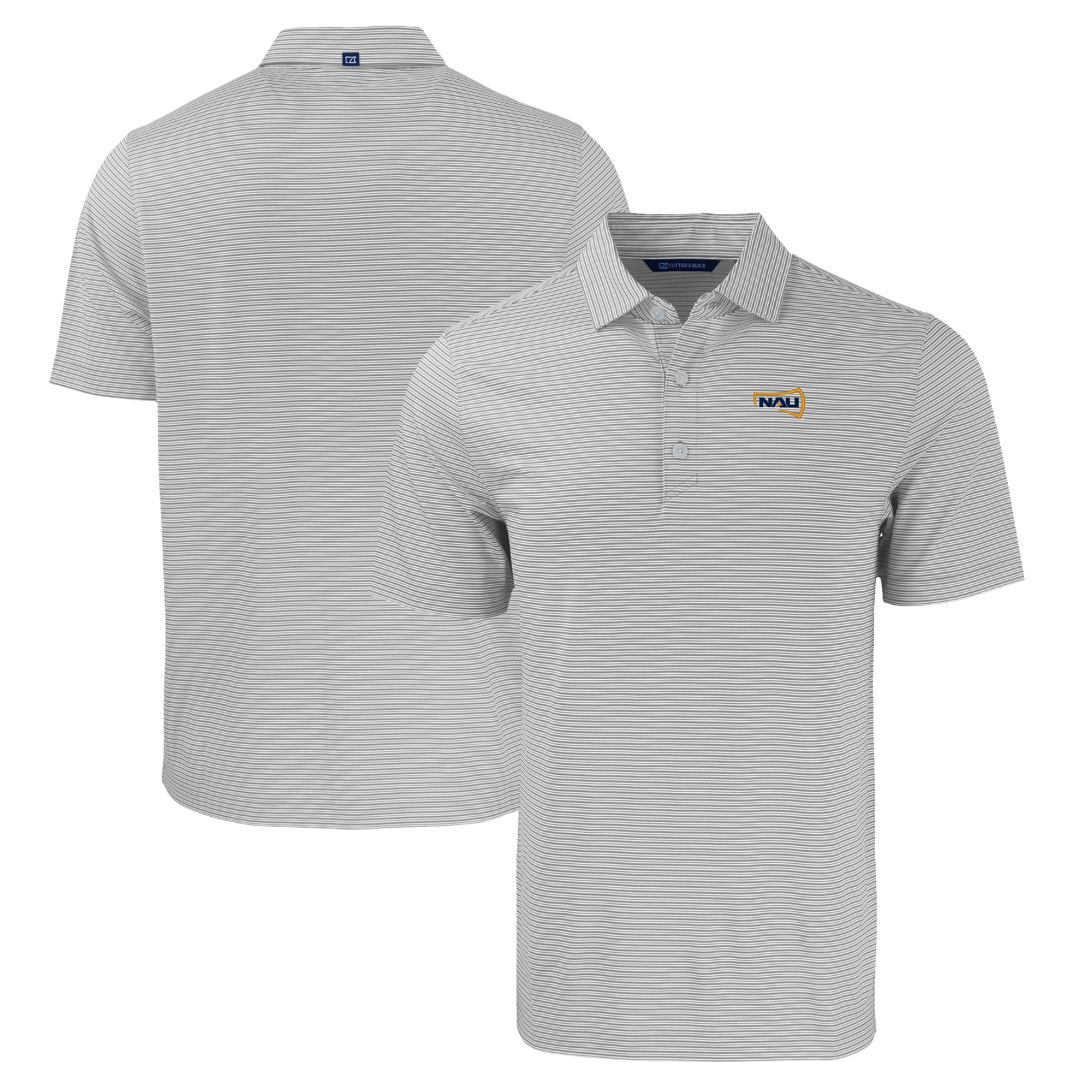 Men's Cutter & Buck Gray/White Northern Arizona Lumberjacks Big & Tall Forge Eco Double Stripe Stretch Recycled Polo
