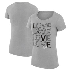 Women's G-III 4Her by Carl Banks Heather Gray Las Vegas Raiders Love Graphic Fitted T-Shirt