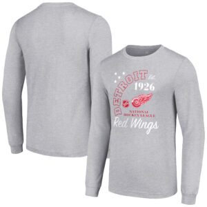 Men's Starter  Heather Gray Detroit Red Wings Arch City Theme Graphic Long Sleeve T-Shirt
