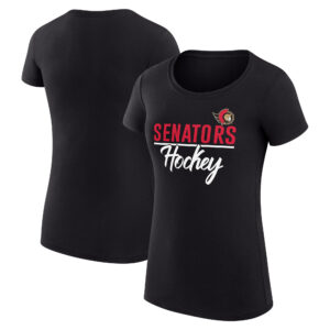 Women's G-III 4Her by Carl Banks Black Ottawa Senators Team Sport Fitted T-Shirt