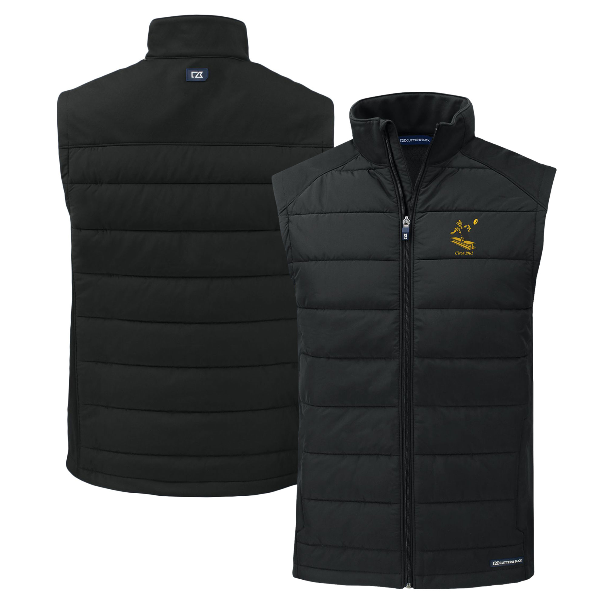 Men's Cutter & Buck Black Pittsburgh Steelers Throwback Evoke Hybrid Eco Softshell Recycled Full-Zip Vest - Image 2