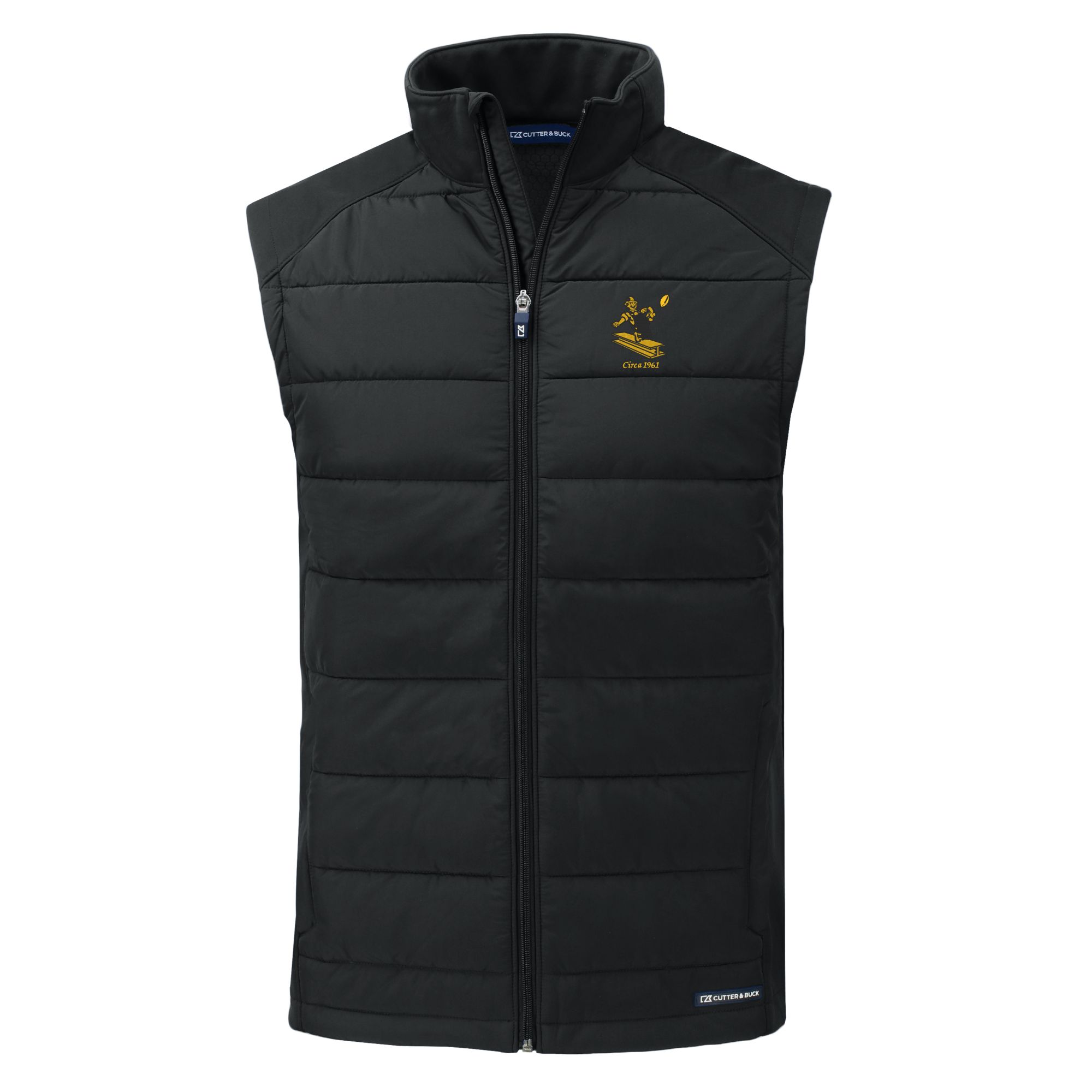 Men's Cutter & Buck Black Pittsburgh Steelers Throwback Evoke Hybrid Eco Softshell Recycled Full-Zip Vest - Image 3