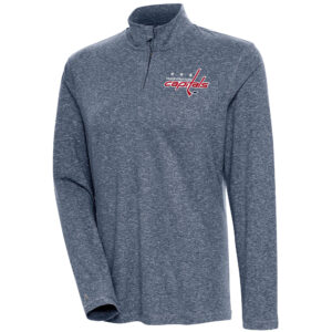 Women's Antigua  Heather Navy Washington Capitals Confront Quarter-Zip Pullover Top