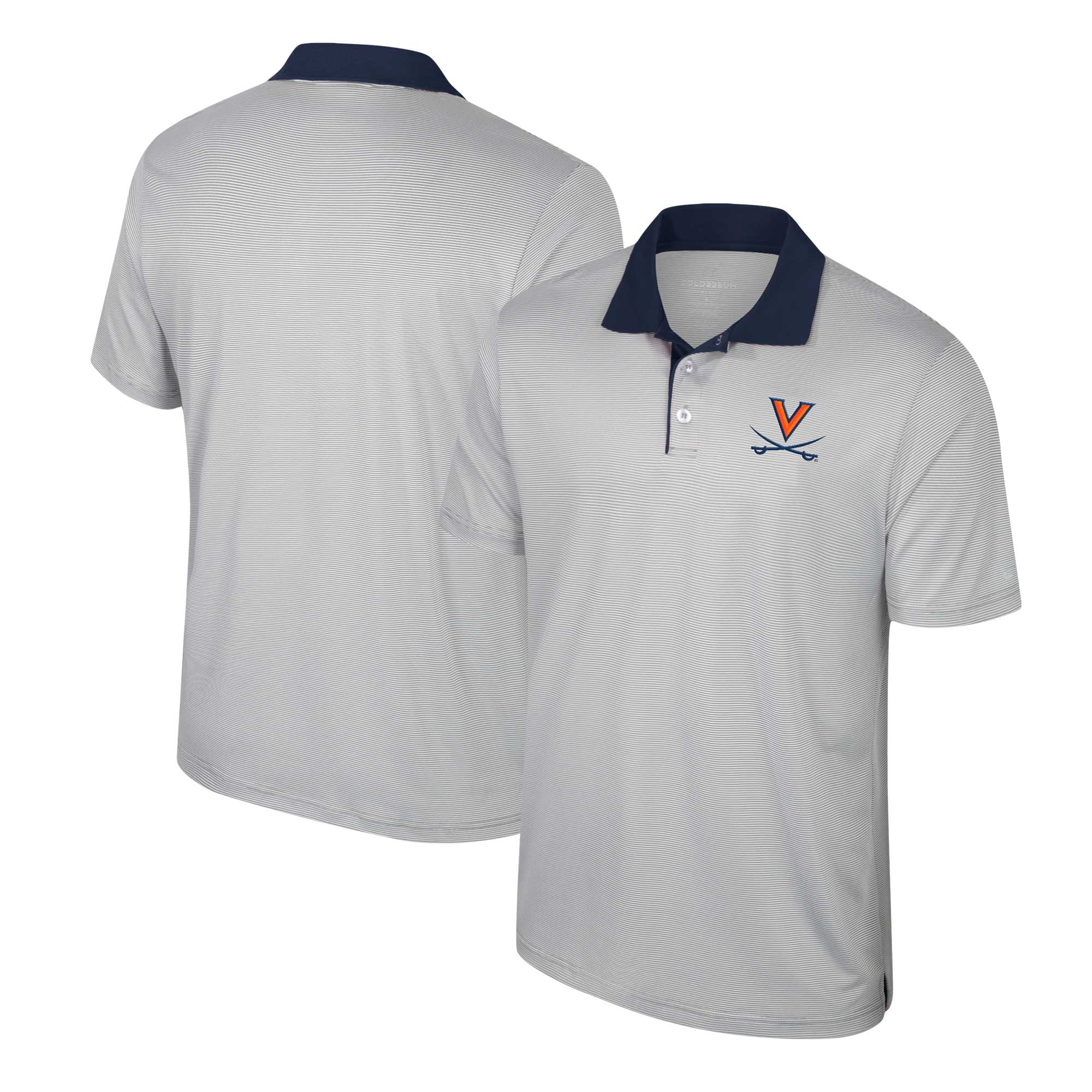Men's Colosseum Gray Virginia Cavaliers Tuck Striped Polo - Image 5