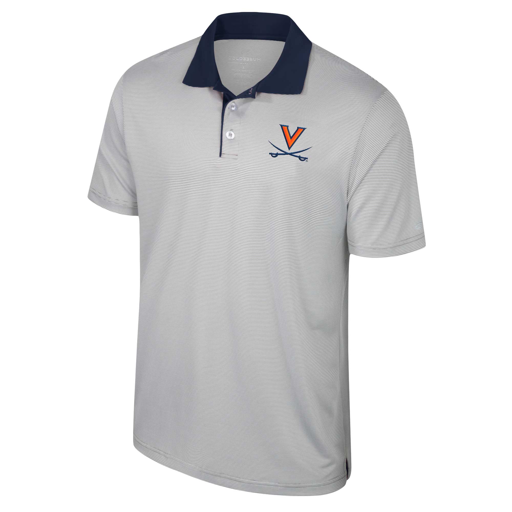 Men's Colosseum Gray Virginia Cavaliers Tuck Striped Polo - Image 3