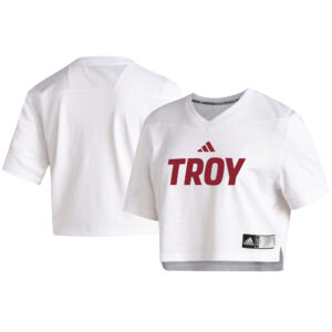 Women's adidas White Troy University Trojans Sideline Crop Jersey