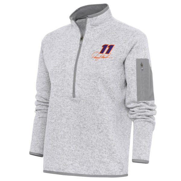 Women's Antigua Heather Gray Denny Hamlin Fortune Half-Zip Pullover Sweater