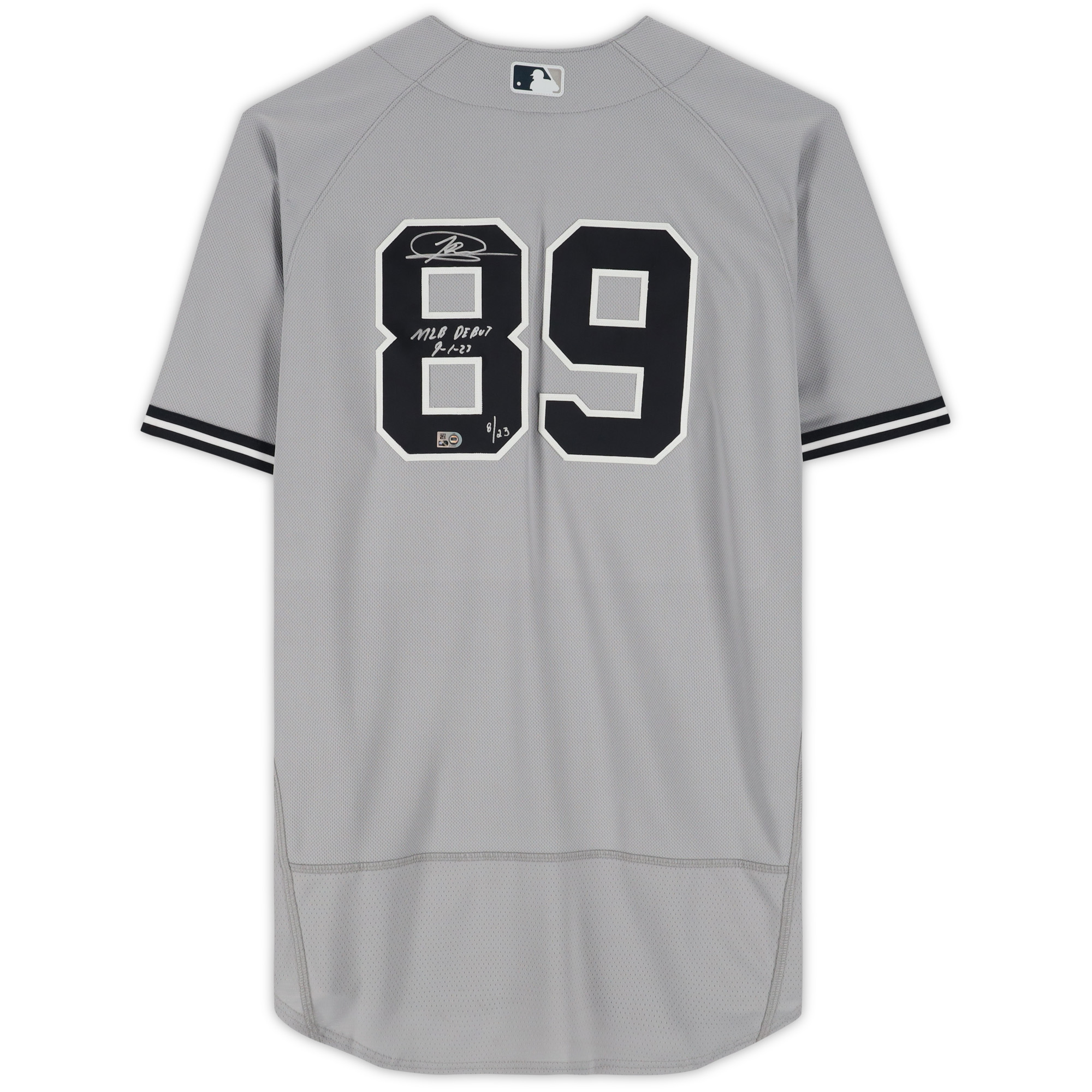Jasson Dominguez New York Yankees Autographed Gray Nike Authentic Jersey with "MLB Debut 9-1-23" Inscription - Limited Edition of 23 - Image 5