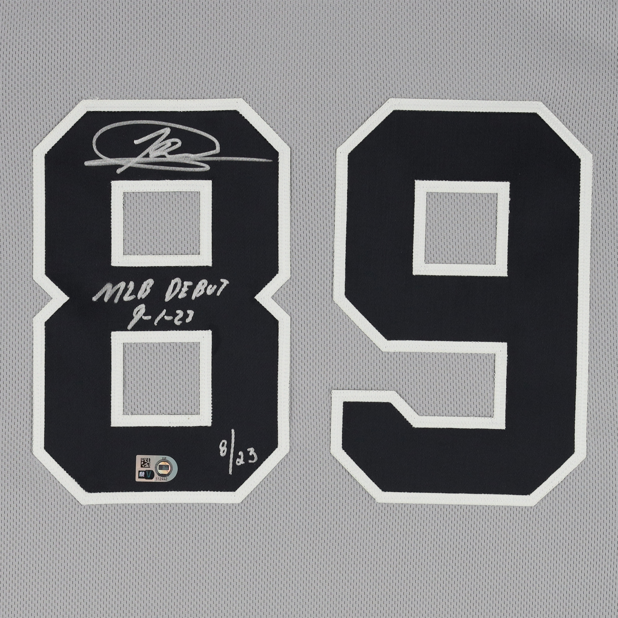 Jasson Dominguez New York Yankees Autographed Gray Nike Authentic Jersey with "MLB Debut 9-1-23" Inscription - Limited Edition of 23 - Image 11