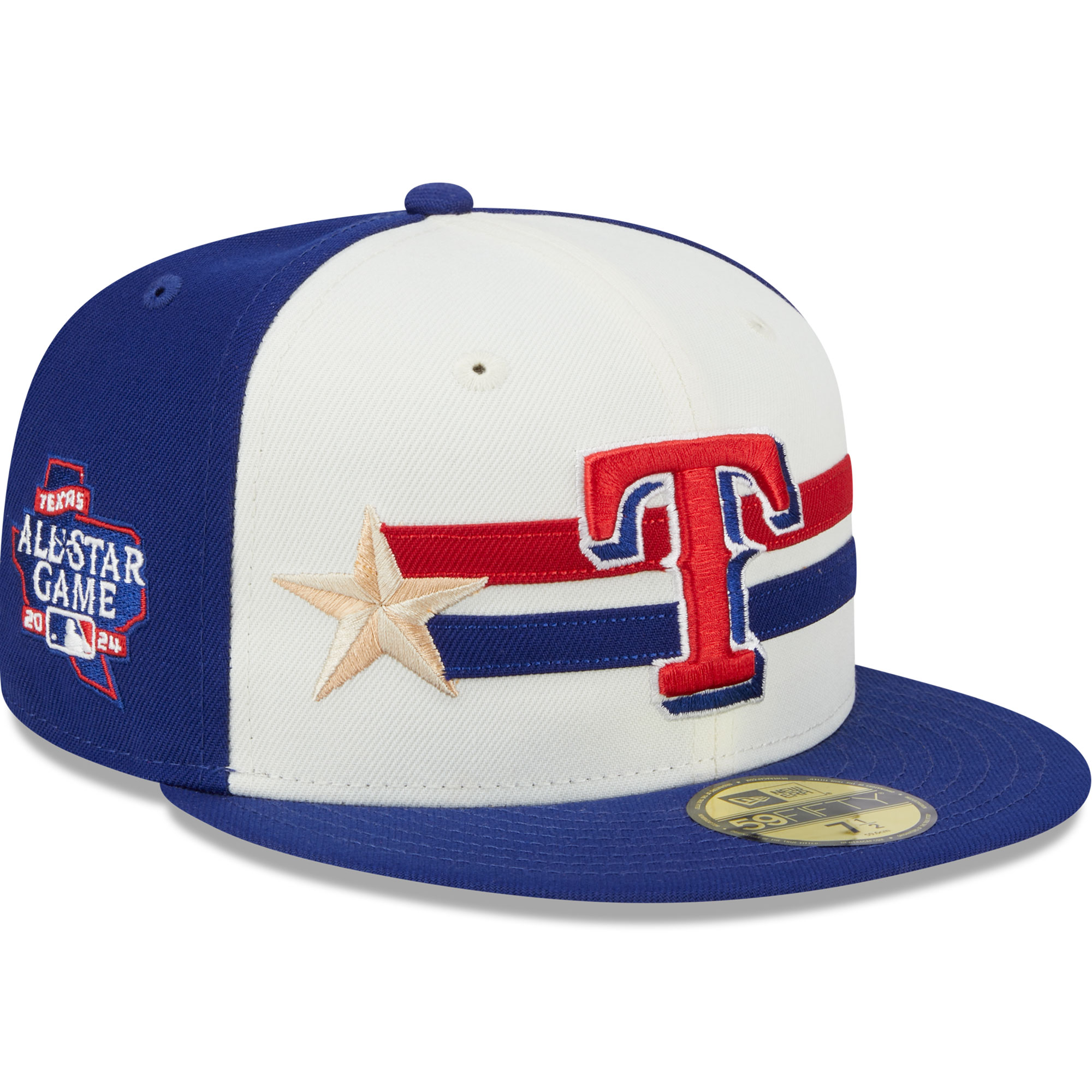 Men's New Era Cream/Royal Texas Rangers 2024 MLB All-Star Game Workout 59FIFTY Fitted Hat