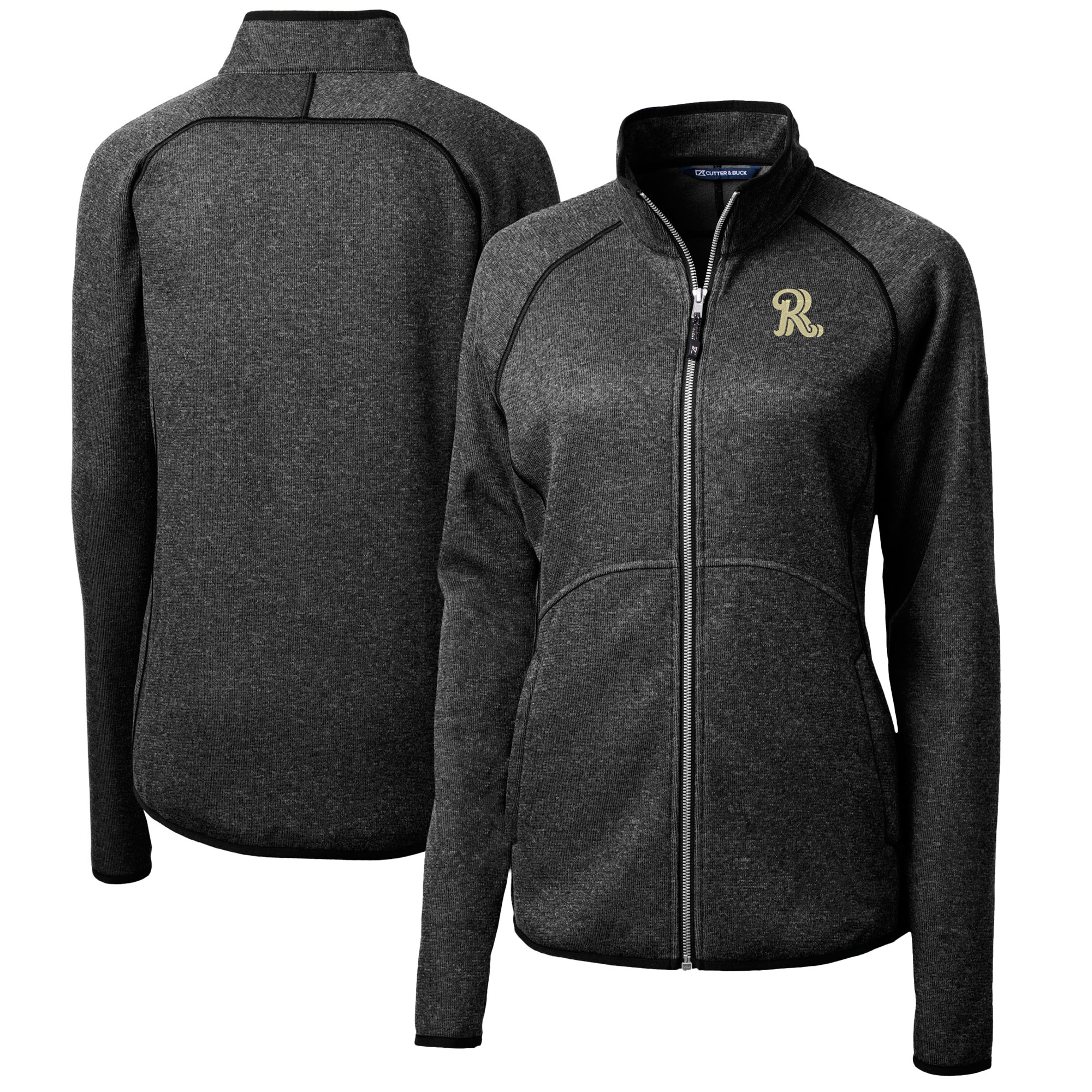 Women's Cutter & Buck Heather Charcoal Frisco RoughRiders Mainsail Sweater-Knit Full-Zip Jacket - Image 2