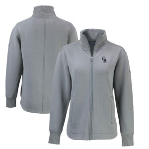 Women's Cutter & Buck Gray Colorado Rockies Roam Eco Recycled Full-Zip Jacket