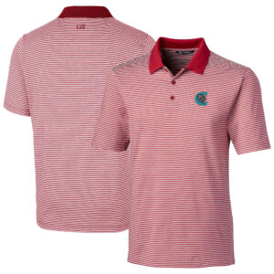 Men's Cutter & Buck  Red Charlotte Knights Forge Tonal Stripe Stretch Polo