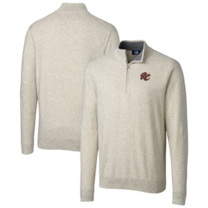 Men's Cutter & Buck Oatmeal Sacramento River Cats Lakemont Tri-Blend Quarter-Zip Pullover Sweater