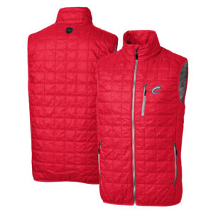Men's Cutter & Buck Red Columbus Clippers Rainier PrimaLoft Eco Insulated Full-Zip Puffer Vest