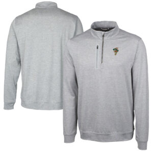 Men's Cutter & Buck  Gray Greensboro Grasshoppers Big & Tall Stealth Heathered Quarter-Zip Pullover Top