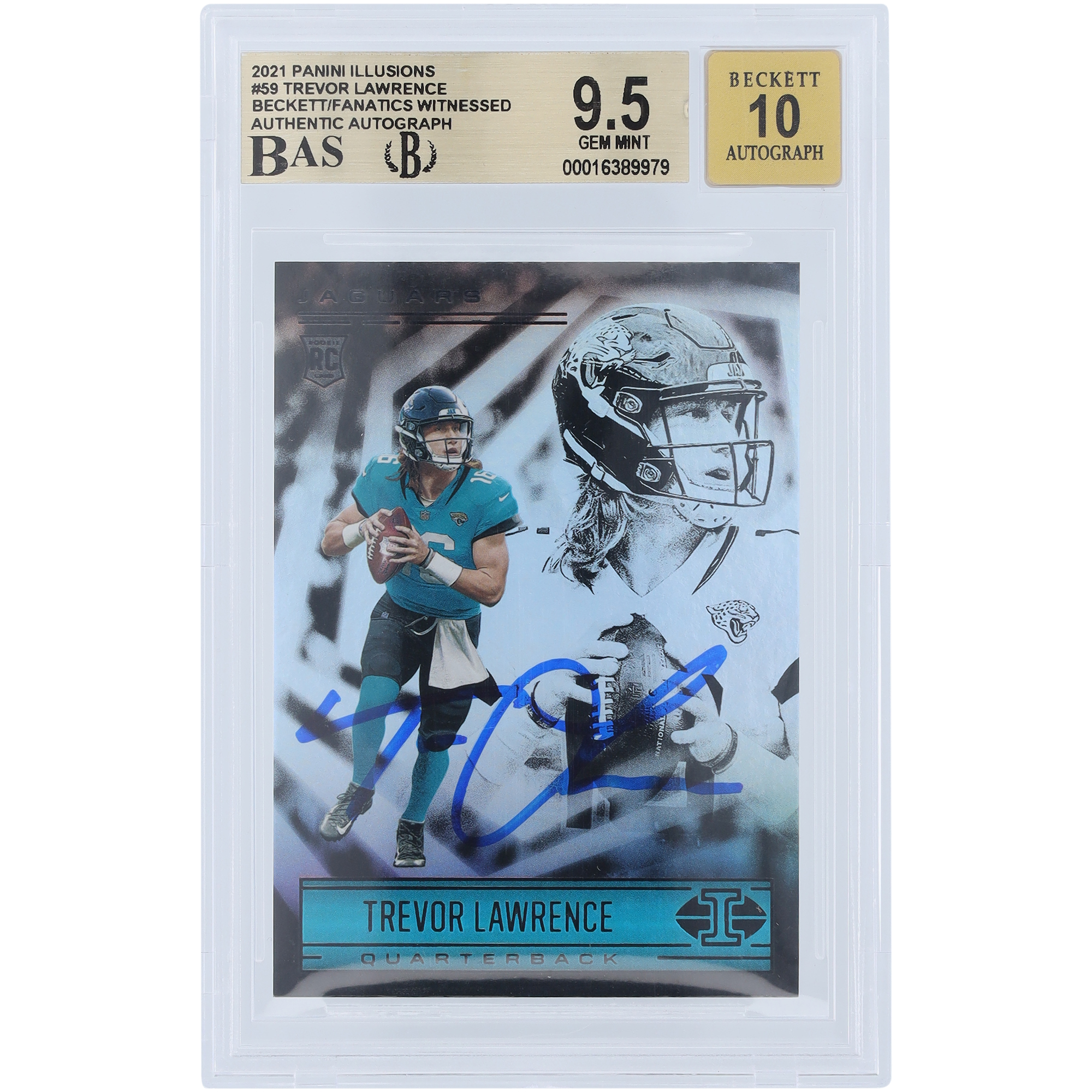 Trevor Lawrence Jacksonville Jaguars Autographed 2021 Panini Illusions #59 Beckett Fanatics Witnessed Authenticated 9.5/10 Rookie Card