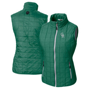 Women's Cutter & Buck  Green Colorado Rockies City Connect Rainier PrimaLoft Eco Insulated Full-Zip Puffer Vest