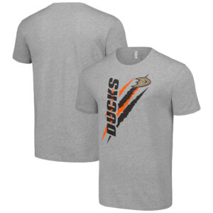 Men's Starter  Heather Gray Anaheim Ducks Color Scratch T-Shirt