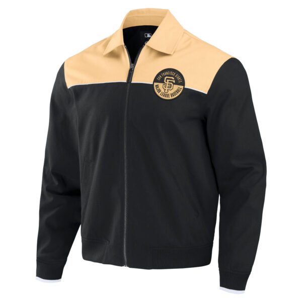 Men's Darius Rucker Collection by Fanatics Black/Tan San Francisco Giants Canvas Bomber Full-Zip Jacket - Image 6