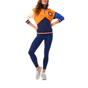 Women's Terez Orange/Navy Houston Astros Classic Colorblock Quarter-Zip Sweatshirt