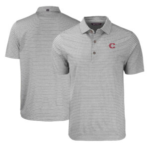 Men's Cutter & Buck Heather Gray Cincinnati Reds City Connect Forge Eco Heather Stripe Stretch Recycled Polo