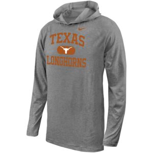 Youth Nike Gray Texas Longhorns Stacked Logo Hooded Long Sleeve T-Shirt