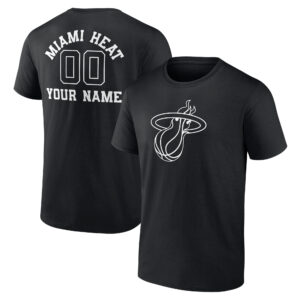 Men's Black Miami Heat Personalized Name & Number Monochrome T-Shirt