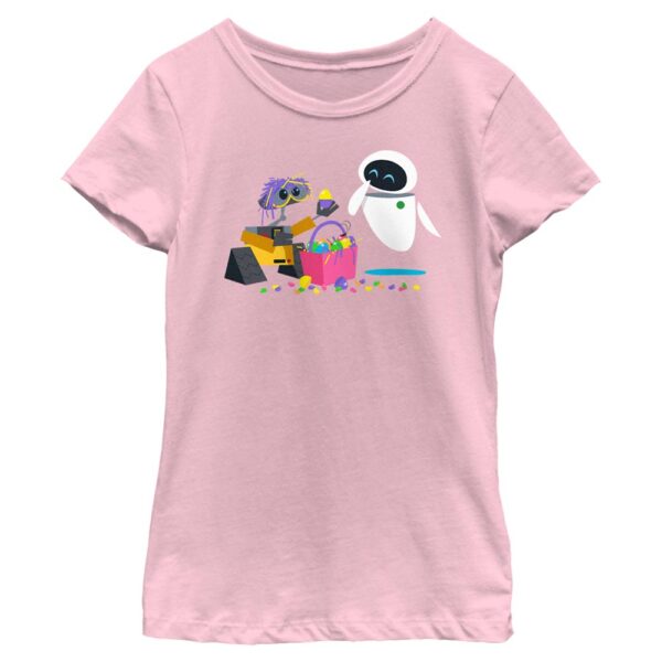 Girls Youth Mad Engine Pink WALL-E Egg Basket Graphic T-Shirt