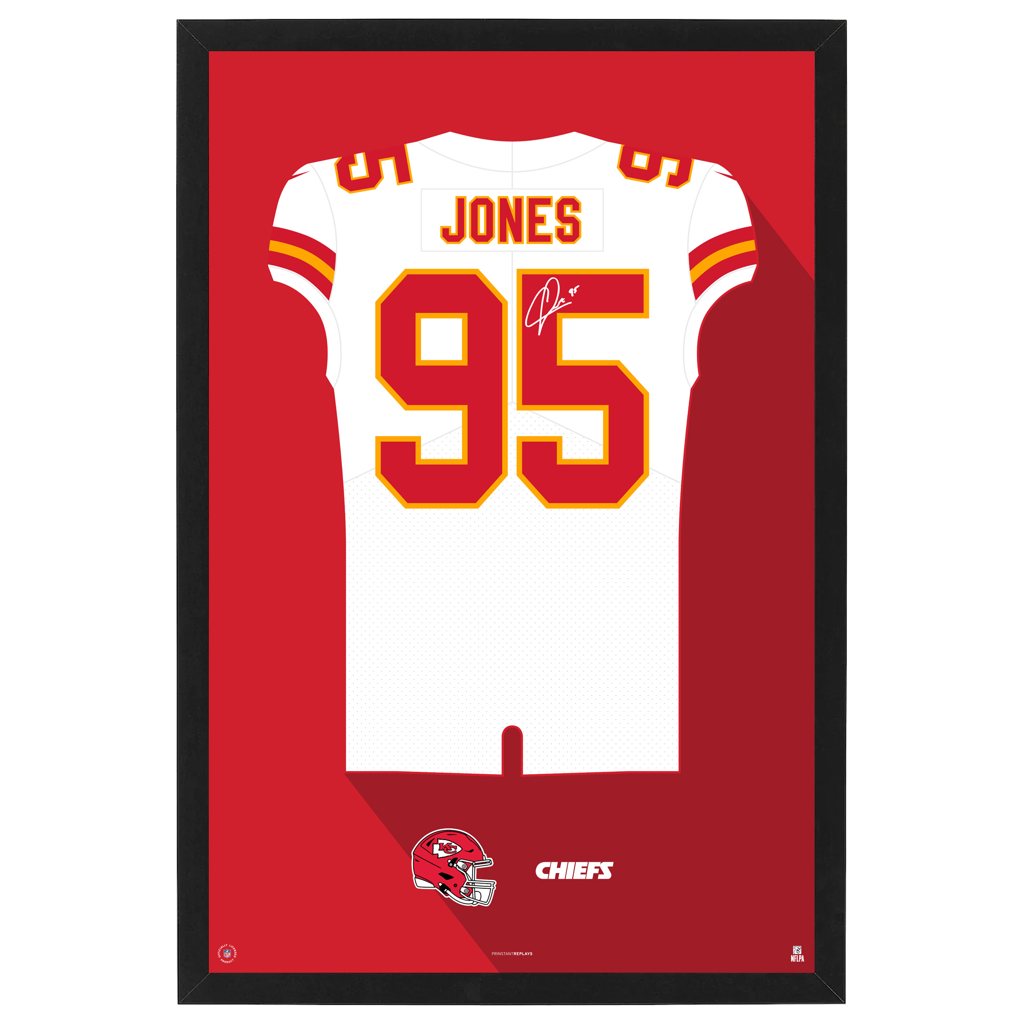Chris Jones Kansas City Chiefs Away Jersey Framed Art Print - Image 2