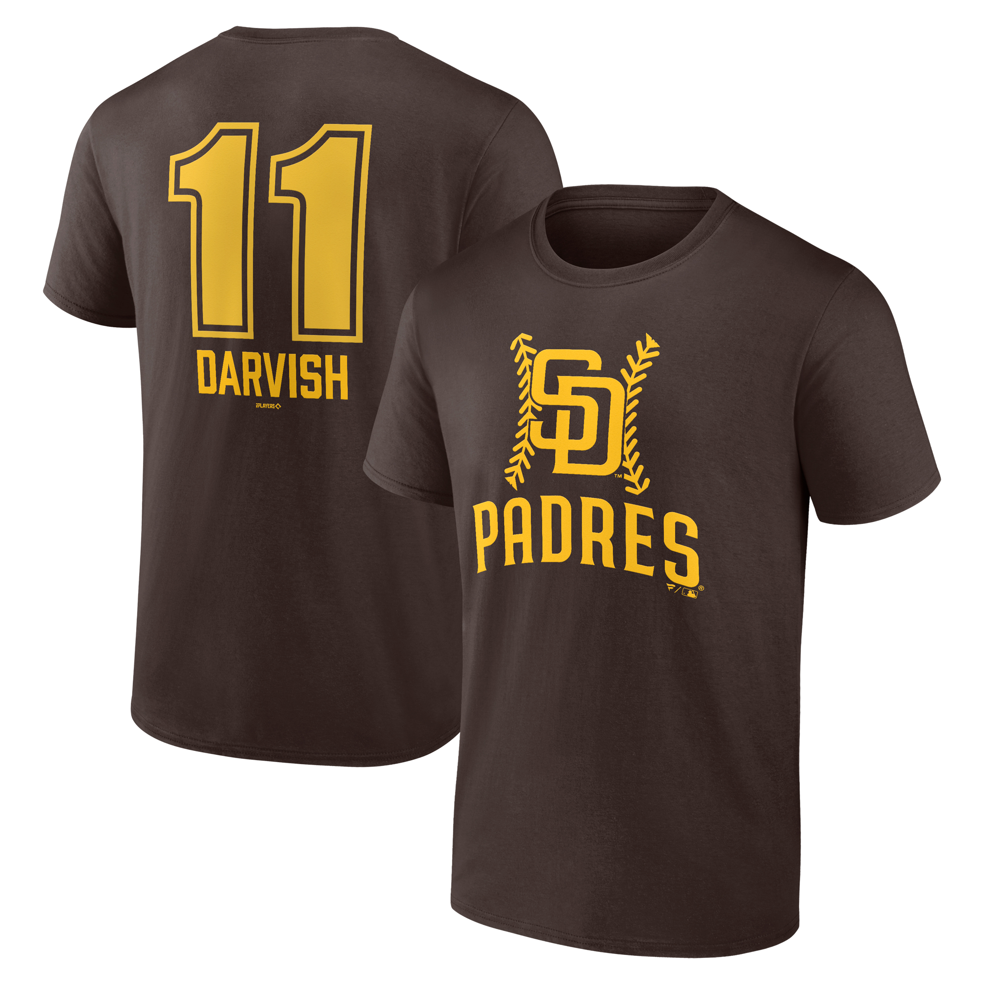 Men's Yu Darvish Brown San Diego Padres Fastball Player Name & Number T-Shirt