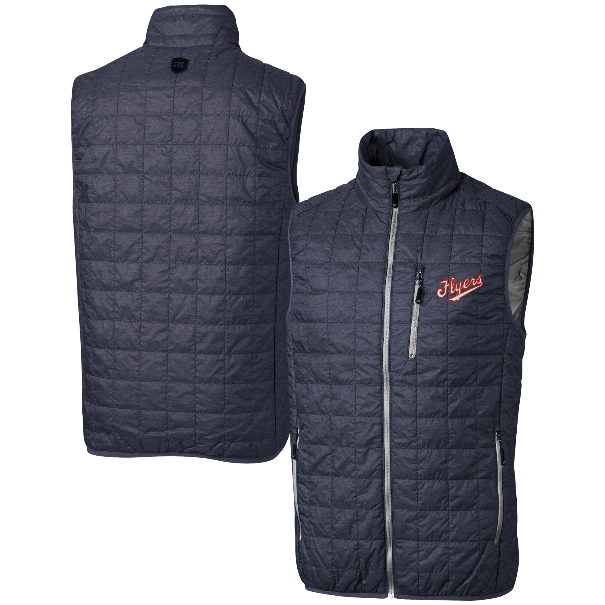 Men's Cutter & Buck Charcoal Dayton Flyers Vault Rainier PrimaLoft Eco Insulated Full-Zip Puffer Vest - Image 5