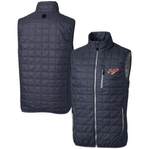 Men's Cutter & Buck  Charcoal Dayton Flyers Vault Rainier PrimaLoft Eco Insulated Full-Zip Puffer Vest