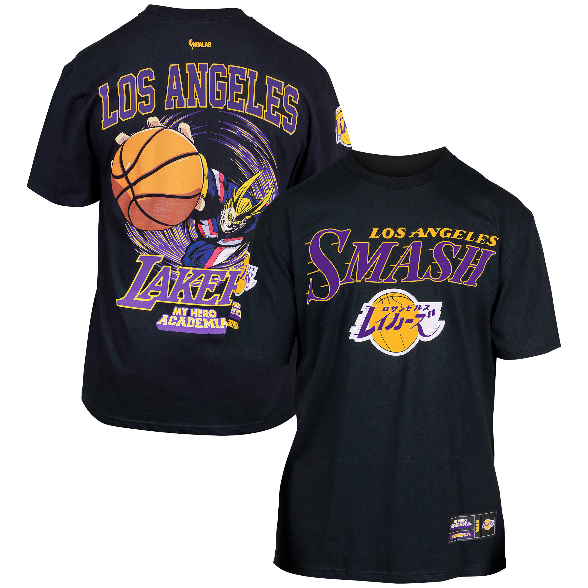 Unisex Hyperfly Black Los Angeles Lakers NBA x My Hero Academia All Might Smash T-Shirt - Image 5