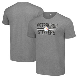 Men's Starter Heather Gray Pittsburgh Steelers Team Mesh Print Graphic T-Shirt