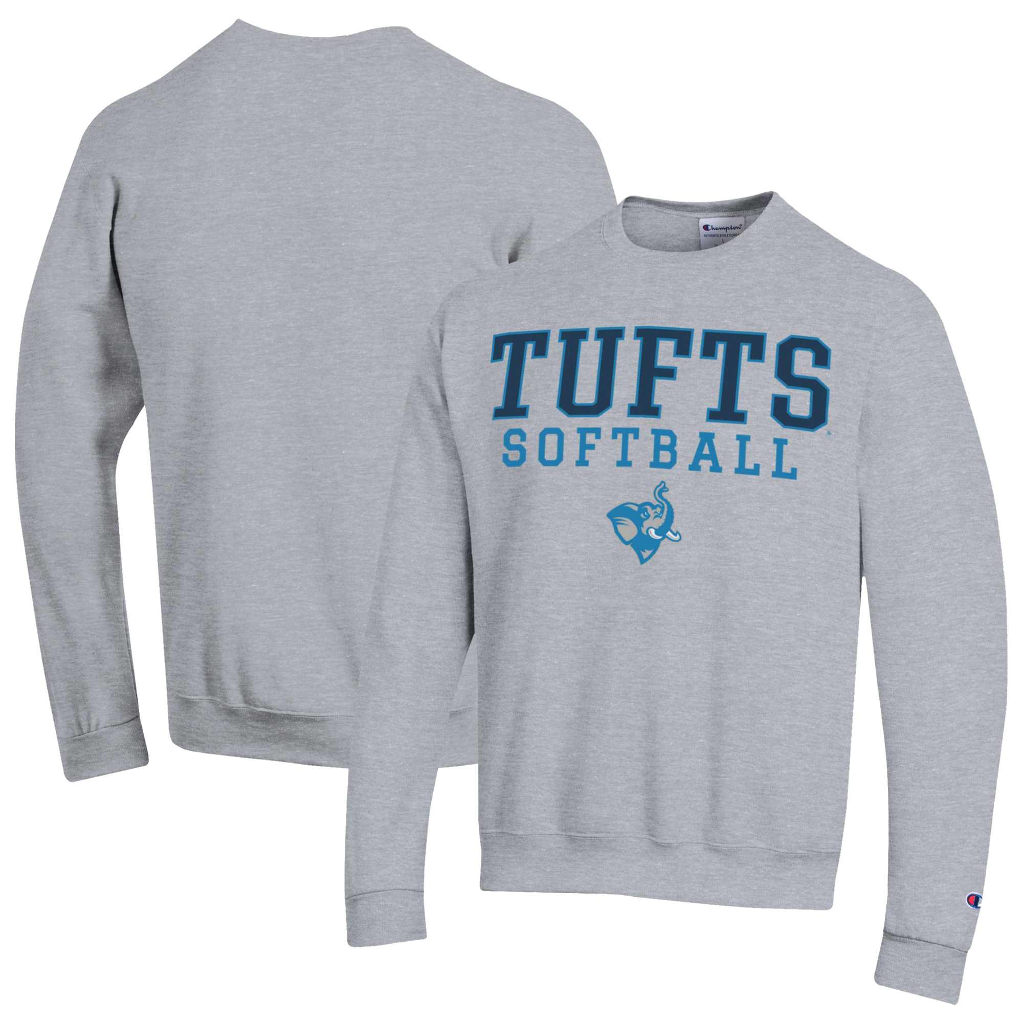 Men's Champion Gray Tufts University Jumbos Stack Logo Softball Powerblend Pullover Sweatshirt - Image 5
