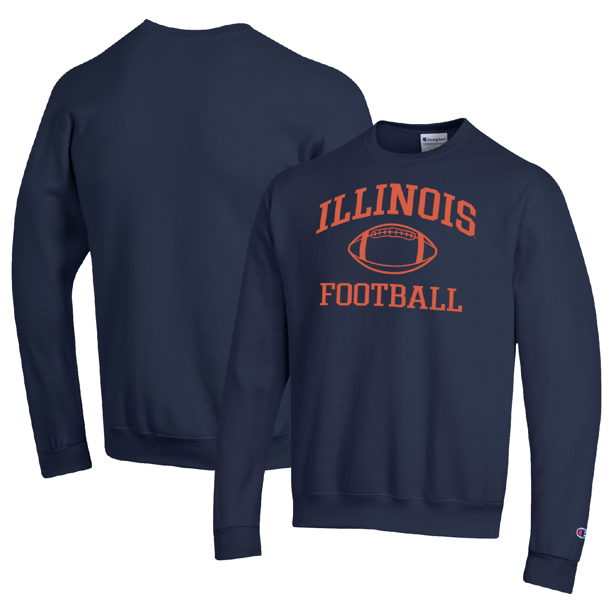 Men's Champion Navy Illinois Fighting Illini Football Icon Pullover Sweatshirt